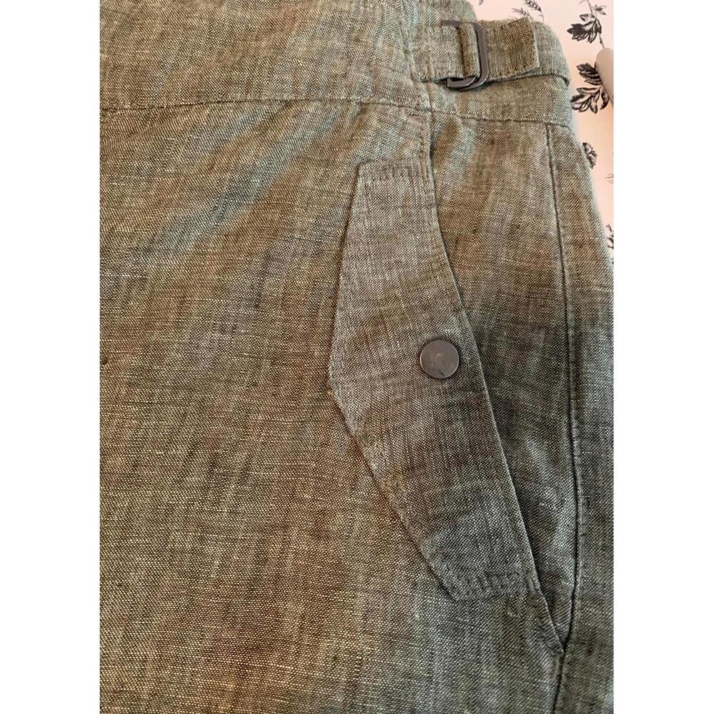 Athleta Cool Linen Leisurewear Green Heather Women's High RIse 7" Shorts Size 10 - Picture 4 of 5